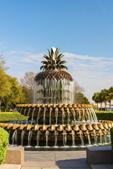 USA, Charleston historical district. Pineapple fountain in waterfront park USA, Charleston historical district. Pineapple fountain in waterfront park