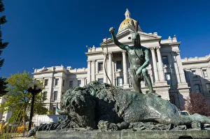 USA, Colorado, Denver, State Capitol Building, Closing of an Era statue by Preston USA, Colorado, Denver, State Capitol Building, Closing of an Era statue by Preston