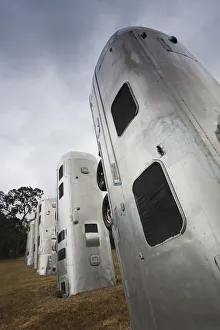USA, Florida, Dover, Airstream Ranch, burried aluminum car trailers USA, Florida, Dover, Airstream Ranch, burried aluminum car trailers