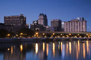 USA, Florida, Orlando, skyline from Lake Lucerne, dusk USA, Florida, Orlando, skyline from Lake Lucerne, dusk