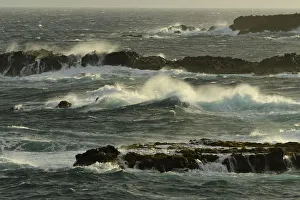 USA, Hawaii, Maui, Hana, Haleakala National Park, waves crashing on volcanic shore USA, Hawaii, Maui, Hana, Haleakala National Park, waves crashing on volcanic shore