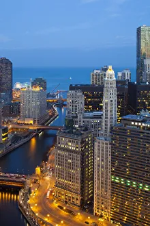 USA, Illinois, Chicago. Dusk view over the city USA, Illinois, Chicago. Dusk view over the city