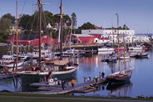 USA, Maine, Camden, Camden Harbor, dusk USA, Maine, Camden, Camden Harbor, dusk
