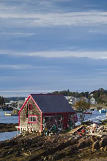 USA, Maine, Orrs Island, old lobster shack USA, Maine, Orrs Island, old lobster shack