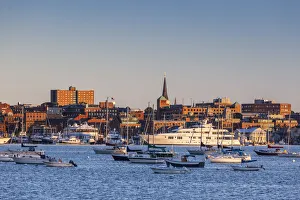 USA, Maine, Portland, skyline from South Portland, dawn USA, Maine, Portland, skyline from South Portland, dawn