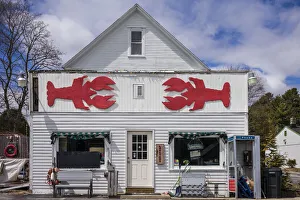 USA, Maine, Wells, seafood shop with lobster design, exterior USA, Maine, Wells, seafood shop with lobster design, exterior