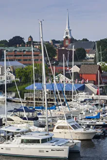 USA, Massachusetts, Newburyport, elevated town view from the Merrimack River USA, Massachusetts, Newburyport, elevated town view from the Merrimack River