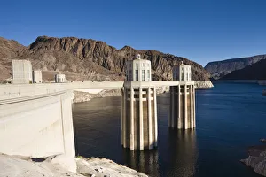 USA, Nevada, Boulder City, Hoover Dam, Cooling Towers on Lake Mead USA, Nevada, Boulder City, Hoover Dam, Cooling Towers on Lake Mead