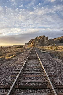 USA, New Mexico, railroad track near Cerrillos