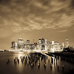 USA, New York, Morning view of the skyscrapers of downtown Manhattan from the Brooklyn USA, New York, Morning view of the skyscrapers of downtown Manhattan from the Brooklyn