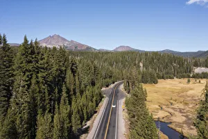 USA, Oregon, Bend, Cascade Lakes Highway, Broken Top and Tesla USA, Oregon, Bend, Cascade Lakes Highway, Broken Top and Tesla