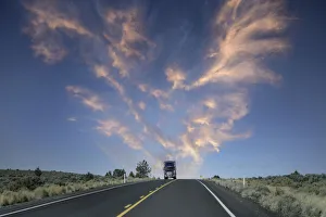 USA, Oregon, Highway 20, truck on road (dm) USA, Oregon, Highway 20, truck on road (dm)