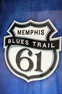 USA, Tennessee, Memphis, sign for the blues trail USA, Tennessee, Memphis, sign for the blues trail