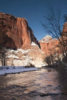 Images Dated 30th December 2008: USA, Utah, Zion National Park, Landscape by the North Fork Virgin River, winter