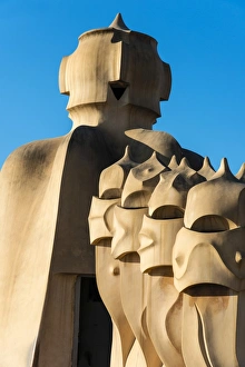 Ventilation towers on the rooftop of Casa Mila or La Pedrera, Barcelona, Catalonia, Spain Ventilation towers on the rooftop of Casa Mila or La Pedrera, Barcelona, Catalonia, Spain
