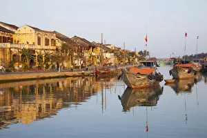Vietnam, Hoi An, Town Skyline and Hoai River River Vietnam, Hoi An, Town Skyline and Hoai River River