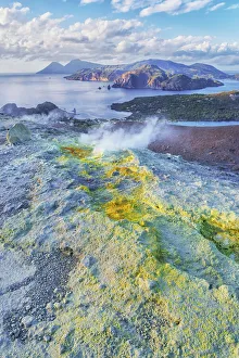 View of Aeolian Islands archipelago from Gran Cratere, Vulcano Island, Aeolian Islands View of Aeolian Islands archipelago from Gran Cratere, Vulcano Island, Aeolian Islands