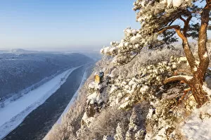 Winter Landscape Gallery: View from the Bastei into the Elbe valley, Rathen, National park Saxon Switzerland