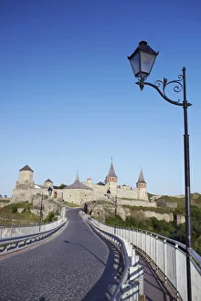 View of bridge across to Old Castle, Kamyanets-Podilsky, Podillya, Ukraine View of bridge across to Old Castle, Kamyanets-Podilsky, Podillya, Ukraine