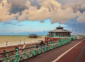 Prints of View towards the Brighton West Pier, City of Brighton and Hove, East Sussex, England, United Kingdom Brighton And Hove Prints: Print of Brighton West Pier landscape