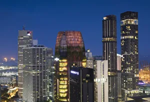 View of business district skyscrapers, Singapore View of business district skyscrapers, Singapore