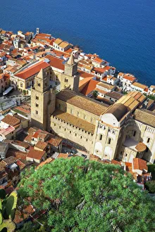 Top view of Cefalu, Cefalu, Sicily, Italy, Europe Top view of Cefalu, Cefalu, Sicily, Italy, Europe