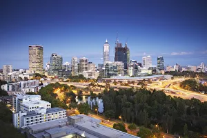 View of city skyline from Kings Park, Perth, Western Australia, Australia View of city skyline from Kings Park, Perth, Western Australia, Australia
