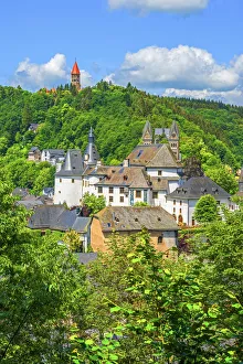 View at Clervaux with castle, church and cloister, UNESCO World Heritage Site, Kanton View at Clervaux with castle, church and cloister, UNESCO World Heritage Site, Kanton