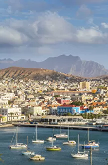 Mindelo Collection: View over harbour and Mindelo, Sao Vicente, Cape Verde