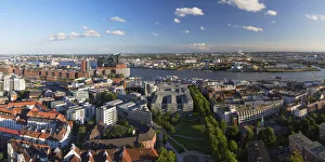 View of harbour and River Elbe, Hamburg, Germany View of harbour and River Elbe, Hamburg, Germany