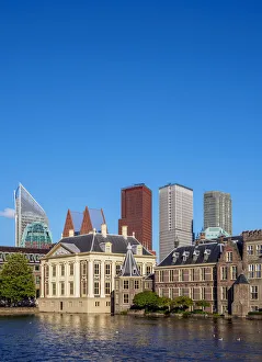 View over Hofvijver towards Mauritshuis Art Museum and City Center, The Hague, South View over Hofvijver towards Mauritshuis Art Museum and City Center, The Hague, South