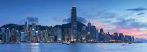 View of Hong Kong Island skyline at sunset, Hong Kong View of Hong Kong Island skyline at sunset, Hong Kong