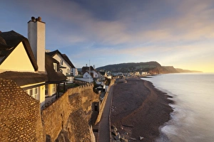 View of houses overlooking Sidmouth seafront, Sidmouth, Devon, England. Winter View of houses overlooking Sidmouth seafront, Sidmouth, Devon, England. Winter
