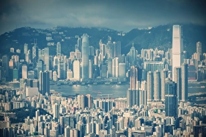 View of Kowloon and Hong Kong Island, Hong Kong, China View of Kowloon and Hong Kong Island, Hong Kong, China