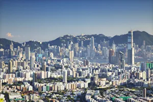 View of Kowloon and Hong Kong Island from Lion Rock, Hong Kong, China View of Kowloon and Hong Kong Island from Lion Rock, Hong Kong, China