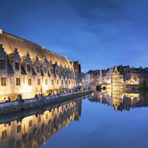 View of Leie Canal at dusk, Ghent, Flanders, Belgium View of Leie Canal at dusk, Ghent, Flanders, Belgium