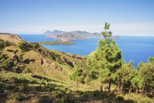 View of Lipari and Salina Island, Vulcano Island, Aeolian Islands, Sicily, Italy View of Lipari and Salina Island, Vulcano Island, Aeolian Islands, Sicily, Italy