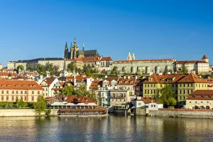 View over Mala Strana district and Vltava River with St View over Mala Strana district and Vltava River with St