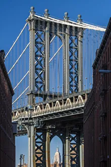 View toward Manhattan Bridge with the Empire State Building in the background, Brooklyn View toward Manhattan Bridge with the Empire State Building in the background, Brooklyn