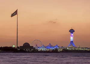 View towards Marina Mall at sunset, Abu Dhabi, United Arab Emirates View towards Marina Mall at sunset, Abu Dhabi, United Arab Emirates