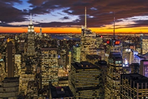 View over Midtown Manhattan skyline at dusk from the Top of the Rock, New York, USA View over Midtown Manhattan skyline at dusk from the Top of the Rock, New York, USA