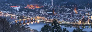 View of the old town of Heidelberg with castle and Old Bridge seen from the View of the old town of Heidelberg with castle and Old Bridge seen from the