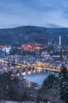View of the old town of Heidelberg and the Konigstuhl seen from the View of the old town of Heidelberg and the Konigstuhl seen from the