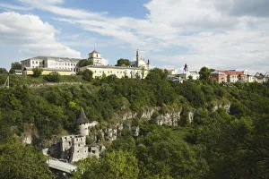 View of Old Town overlooking canyon, Kamyanets-Podilsky, Podillya, Ukraine View of Old Town overlooking canyon, Kamyanets-Podilsky, Podillya, Ukraine