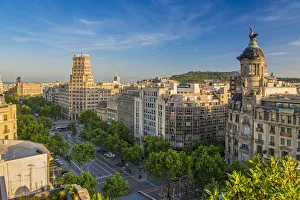 Top view of Passeig de Gracia, Barcelona, Catalonia, Spain Top view of Passeig de Gracia, Barcelona, Catalonia, Spain