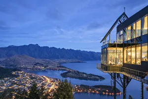 View of Queenstown from Skyline Queenstown bar and restaurant at dusk, Otago Region View of Queenstown from Skyline Queenstown bar and restaurant at dusk, Otago Region