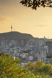 View of Seoul and Seoul Tower, South Korea View of Seoul and Seoul Tower, South Korea