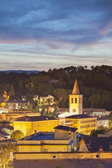 View of Spoleto at dusk, Umbria, Italy View of Spoleto at dusk, Umbria, Italy