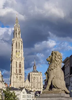 View from Steenplein towards the Cathedral of Our Lady, Antwerp, Belgium View from Steenplein towards the Cathedral of Our Lady, Antwerp, Belgium