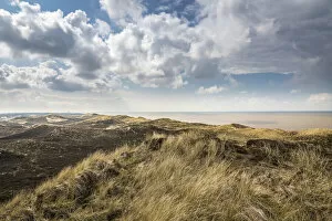 View from the Uwe dune to the west beach of Kampen, Sylt, Schleswig-Holstein, Germany